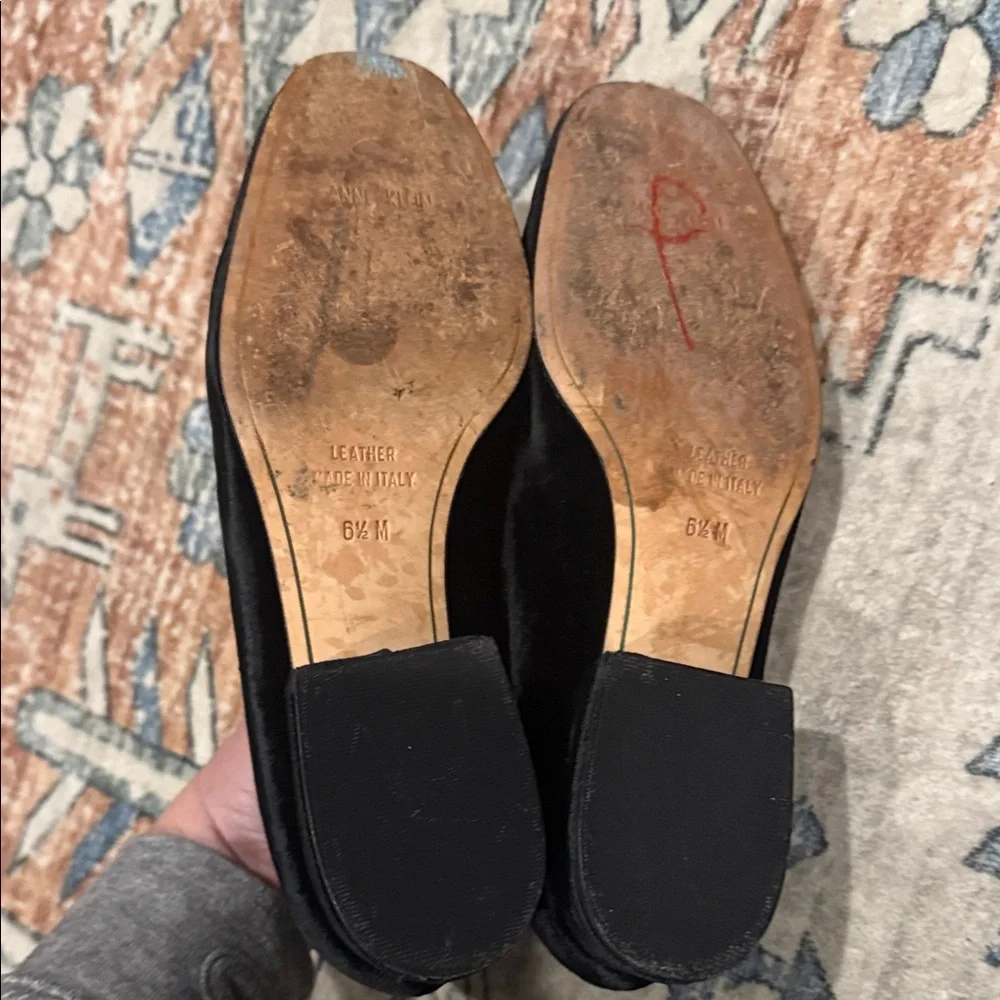 Anne Klein Black Velvet Embroidered Loafers